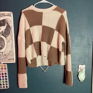 Colorblock Sweater - Brown and Cream